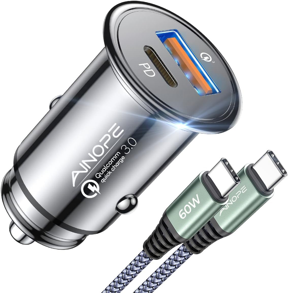 67.5W Car Charger USB C Fast Charge for Iphone 17 Pro Max, PD 45W USB C Car Charger Fast Charging【Mini &Metal】Cigarette Lighter Adapter USB-C Charger for Samsung Galaxy S26 S25 for Iphone16 15